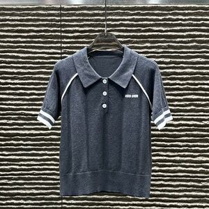 Miu Miu Charcoal Polo Top with White Accents